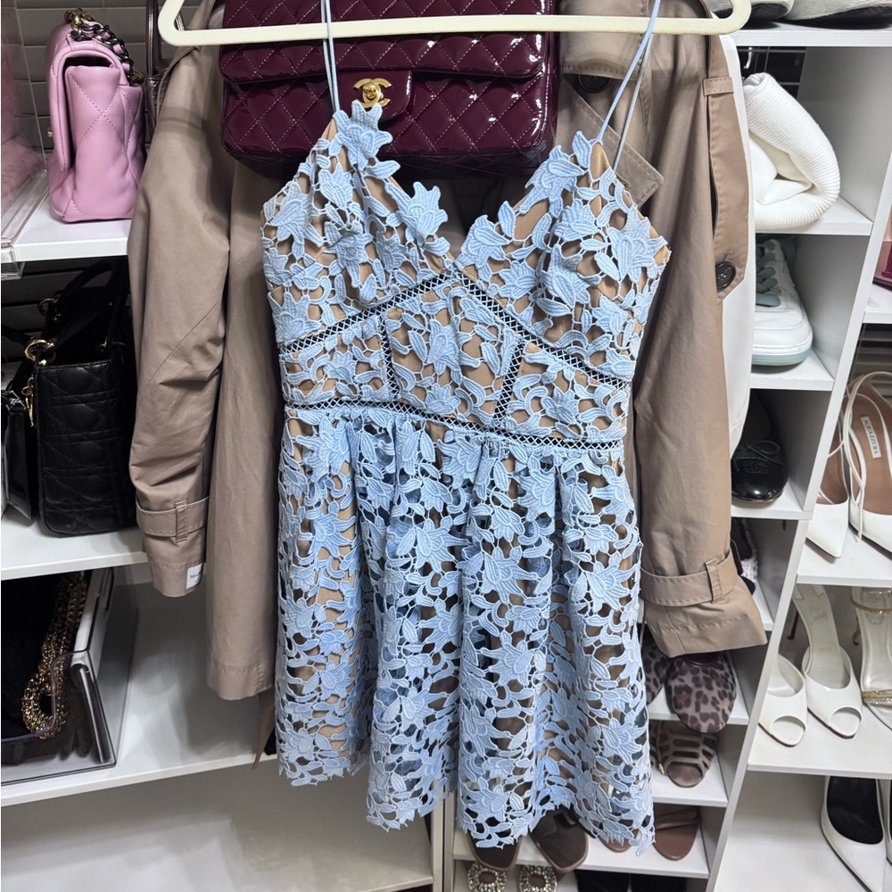 Self-Portrait Blue Lace mini dress